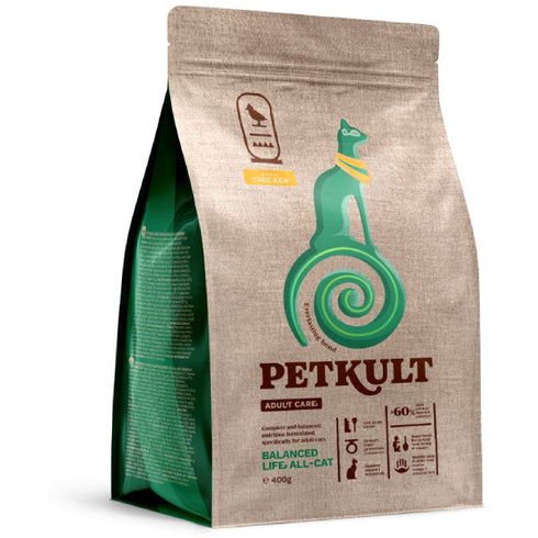 Hrana uscata pentru pisici Petkult Cat Adult Care Balanced Life Pui 400g